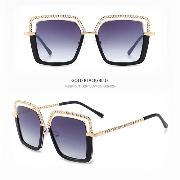🆕 Square Chain Frame Sunglasses - Picture 7 of 8